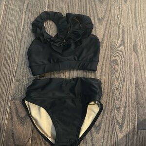 Black two piece Purple Pixies dance wear